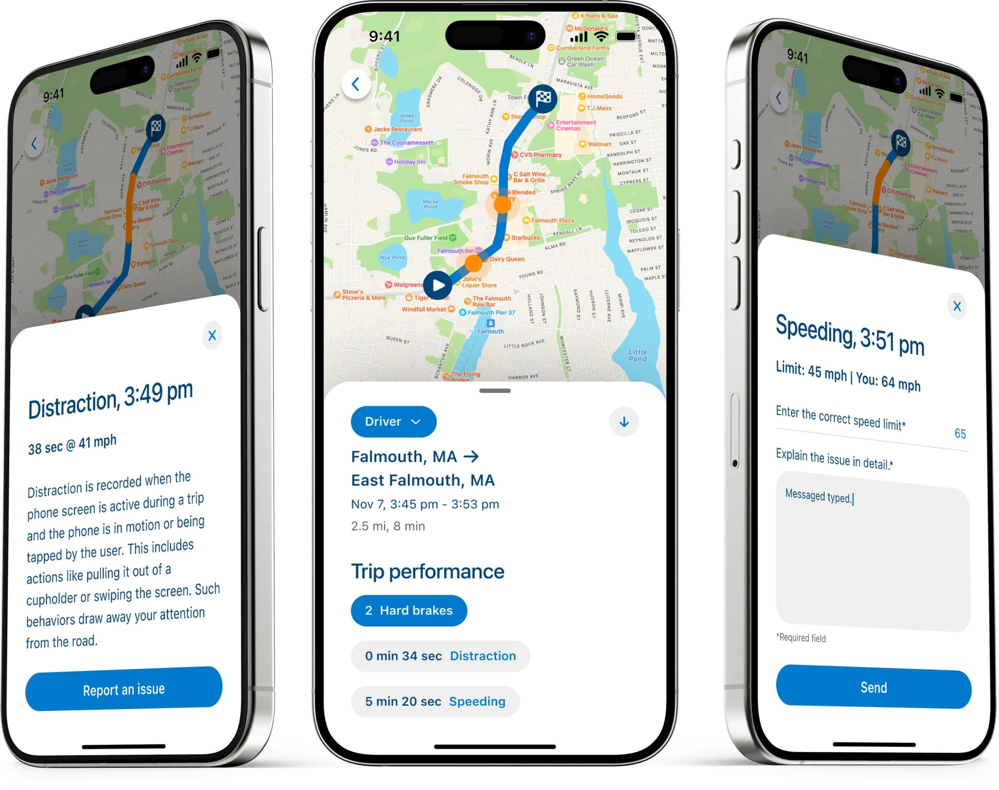 App shows risks and motivates the driver