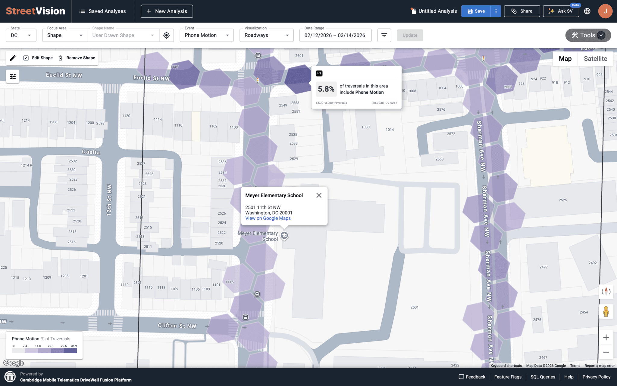 Assess school and pedestrian zone safety
